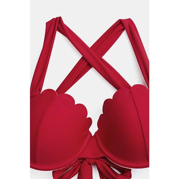 Cupshe Sangria Bliss Red Bikini Set XS Bust Enhancing Scallop Swimwear NEW/NWT!! - Picture 6 of 15